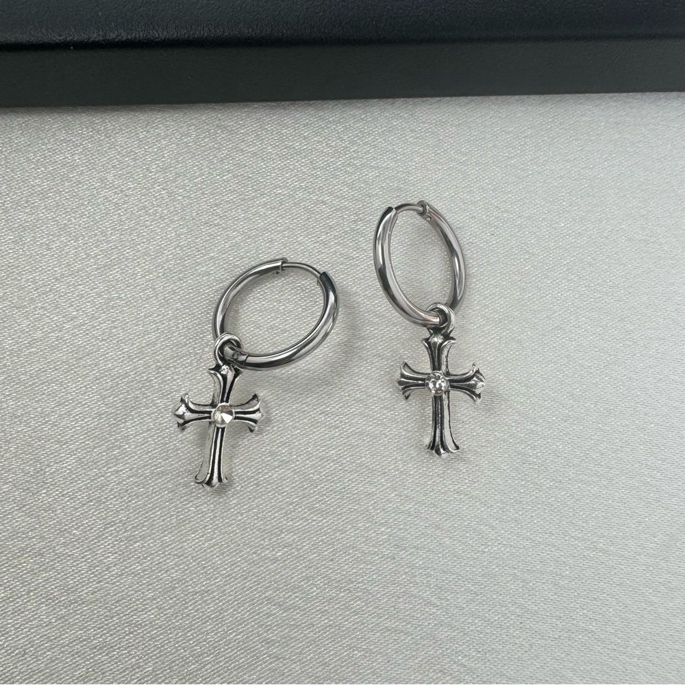 Cross Dangle Drop Earrings for Men Women Hip Hop Punk Streetwear Unisex Style